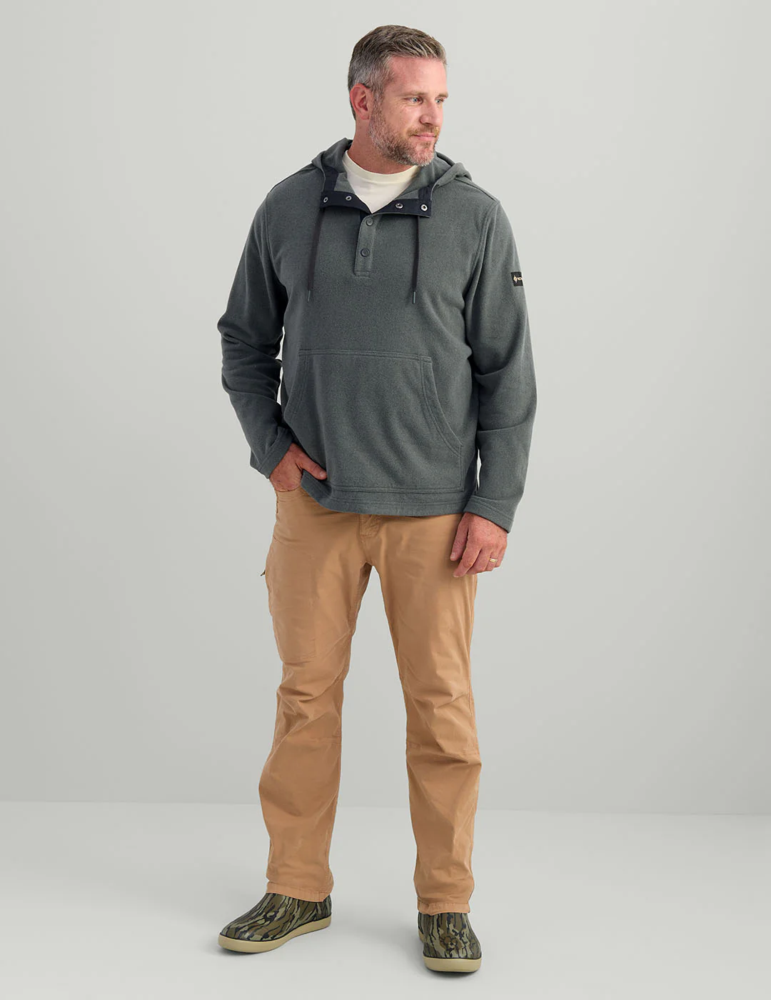 Still Trad Snap Fleece Hoodie - Image 3